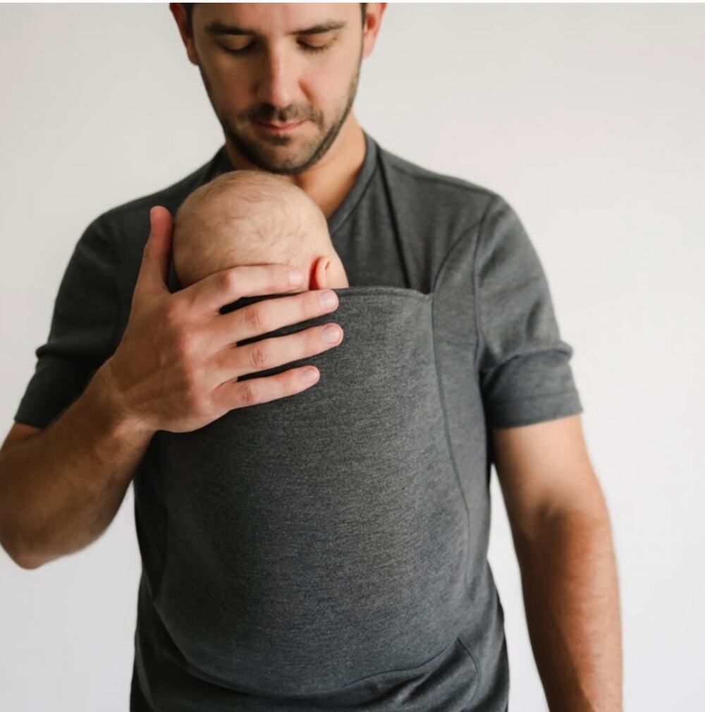 Lalabu Baby Wearing Dad Shirt Grey Medium M